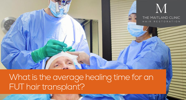 What is the average healing time for an FUT hair transplant